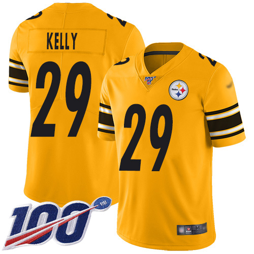 Youth Pittsburgh Steelers Football #29 Limited Gold Kam Kelly 100th Season Inverted Legend Nike NFL Jersey->youth nfl jersey->Youth Jersey